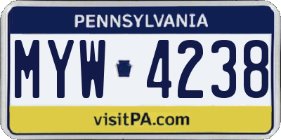 PA license plate MYW4238