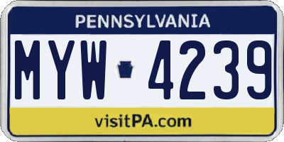 PA license plate MYW4239