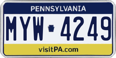 PA license plate MYW4249