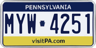 PA license plate MYW4251