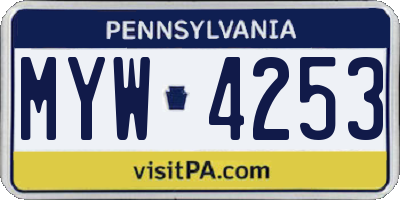 PA license plate MYW4253
