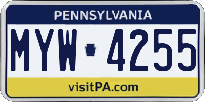 PA license plate MYW4255
