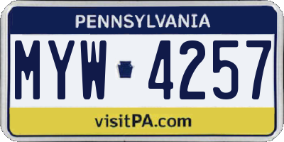 PA license plate MYW4257
