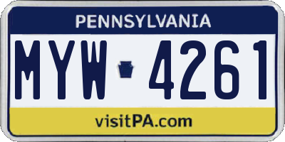 PA license plate MYW4261
