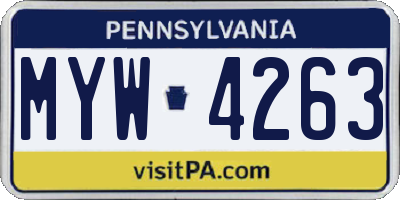 PA license plate MYW4263