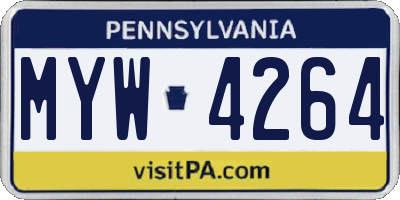 PA license plate MYW4264