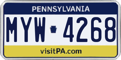 PA license plate MYW4268