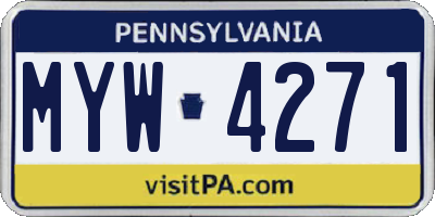 PA license plate MYW4271