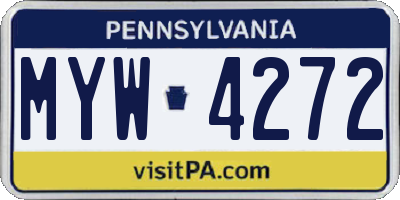 PA license plate MYW4272