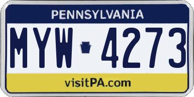 PA license plate MYW4273