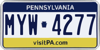 PA license plate MYW4277