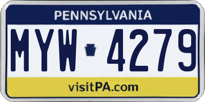 PA license plate MYW4279