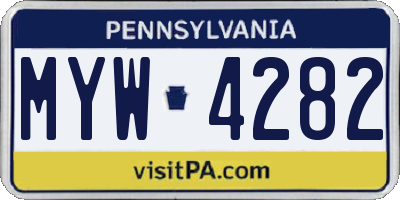 PA license plate MYW4282