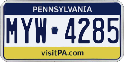 PA license plate MYW4285