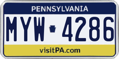 PA license plate MYW4286