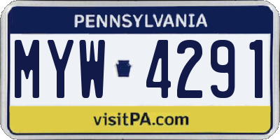 PA license plate MYW4291