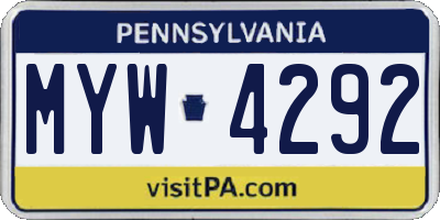 PA license plate MYW4292