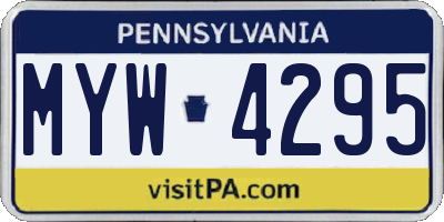 PA license plate MYW4295
