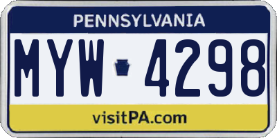 PA license plate MYW4298