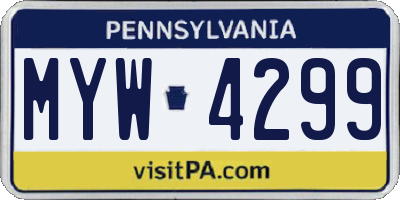 PA license plate MYW4299