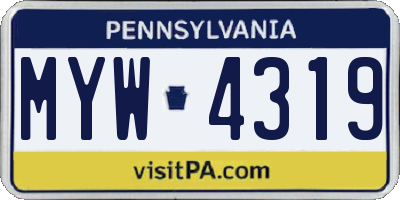 PA license plate MYW4319