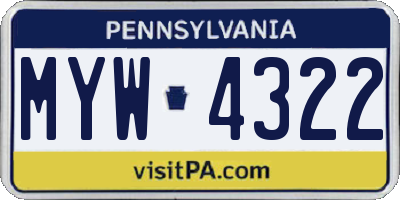 PA license plate MYW4322