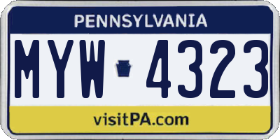 PA license plate MYW4323