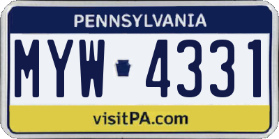 PA license plate MYW4331