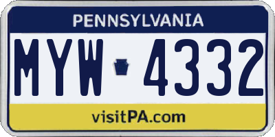 PA license plate MYW4332