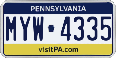 PA license plate MYW4335