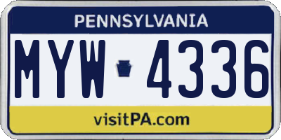 PA license plate MYW4336