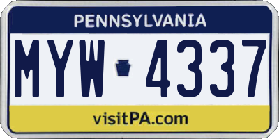 PA license plate MYW4337