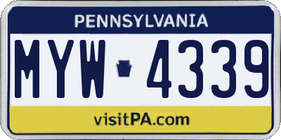 PA license plate MYW4339