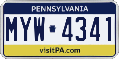 PA license plate MYW4341