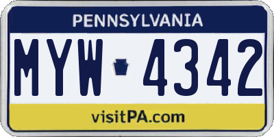 PA license plate MYW4342