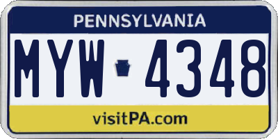 PA license plate MYW4348
