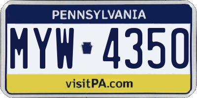PA license plate MYW4350