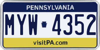 PA license plate MYW4352