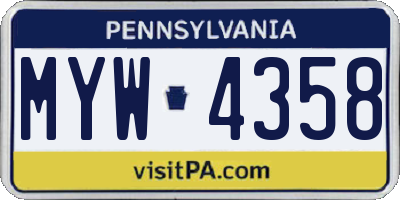 PA license plate MYW4358