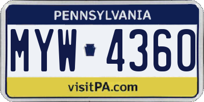 PA license plate MYW4360