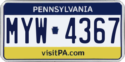 PA license plate MYW4367