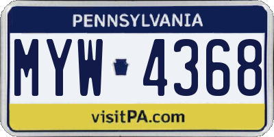 PA license plate MYW4368