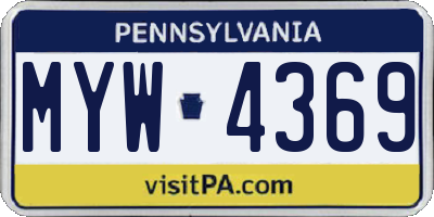 PA license plate MYW4369
