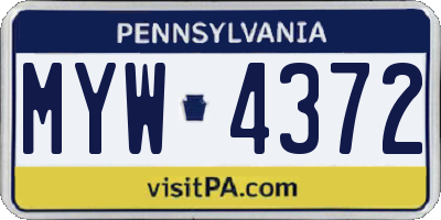 PA license plate MYW4372
