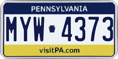 PA license plate MYW4373