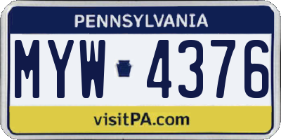 PA license plate MYW4376