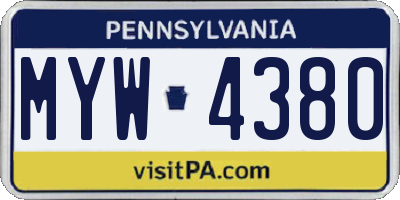 PA license plate MYW4380