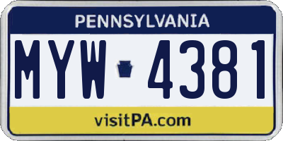 PA license plate MYW4381