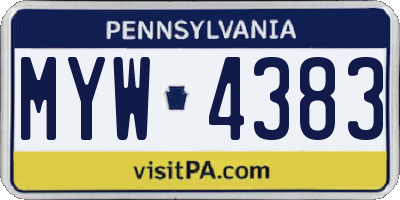 PA license plate MYW4383