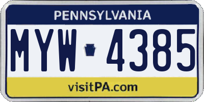 PA license plate MYW4385